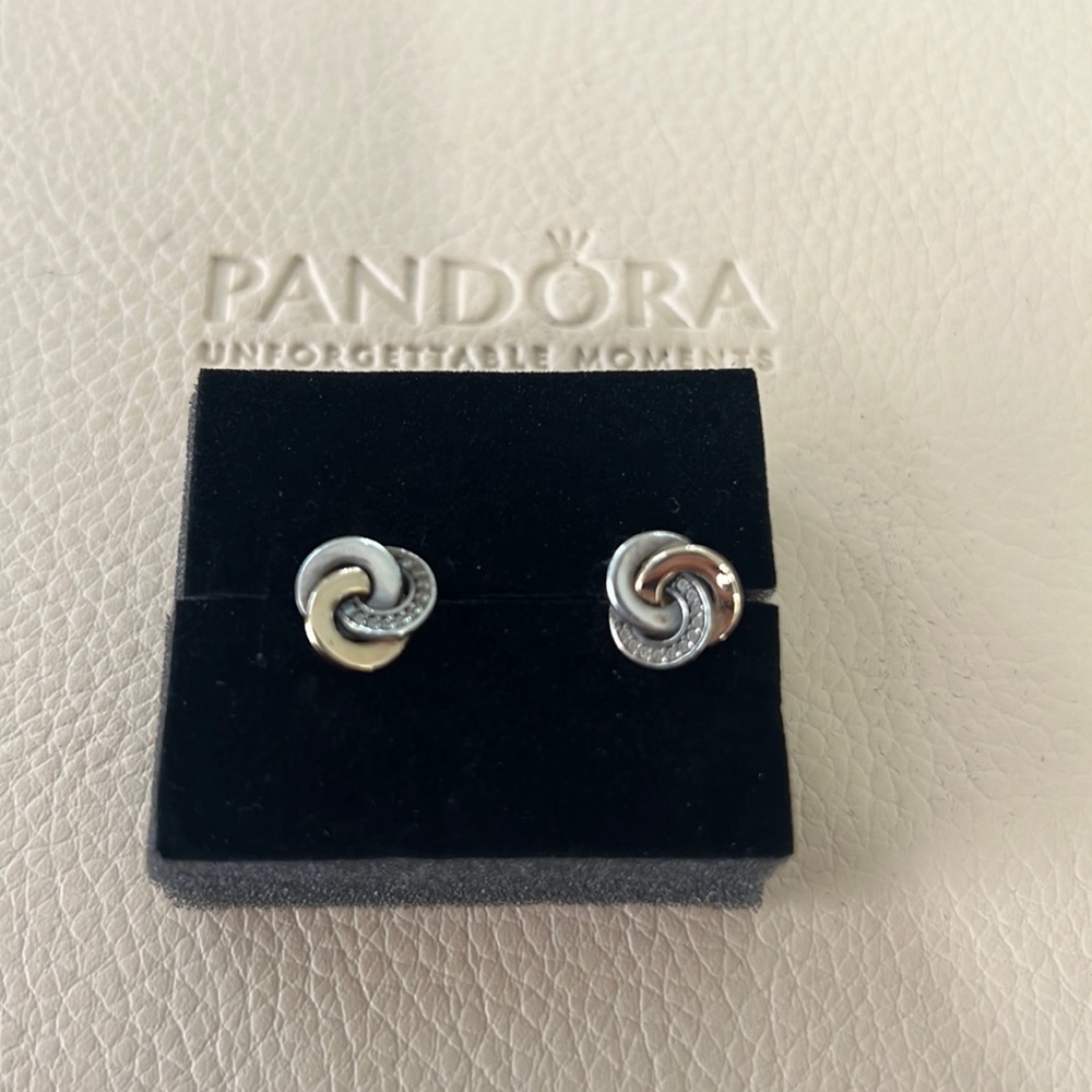 Pandora Sterling Siver and 14k CZ studs